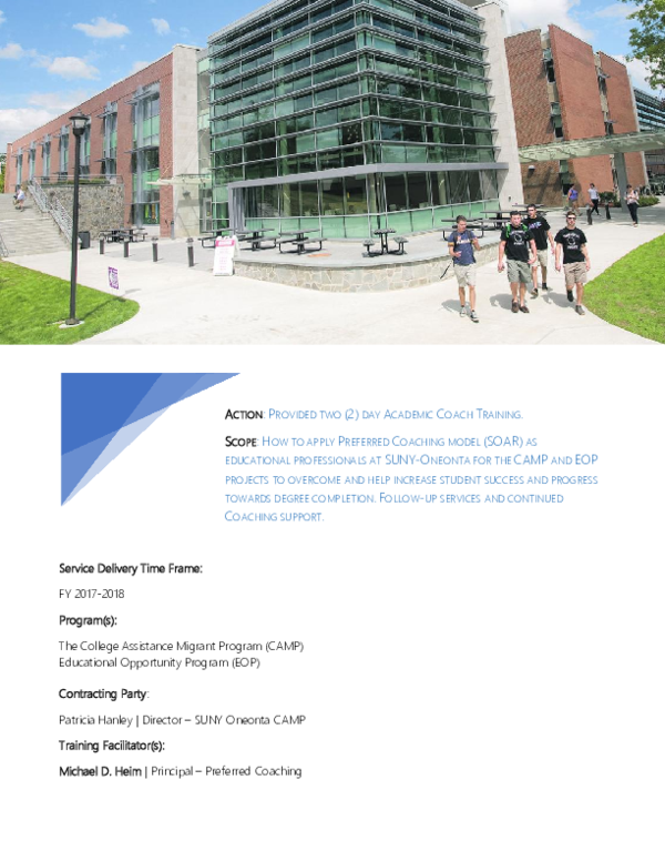 (PDF) 2018 SUNY Oneonta Training Profile Michael D Heim Academia.edu