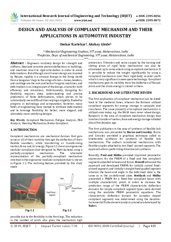 (PDF) IRJET- DESIGN AND ANALYSIS OF COMPLIANT MECHANISM AND THEIR ...