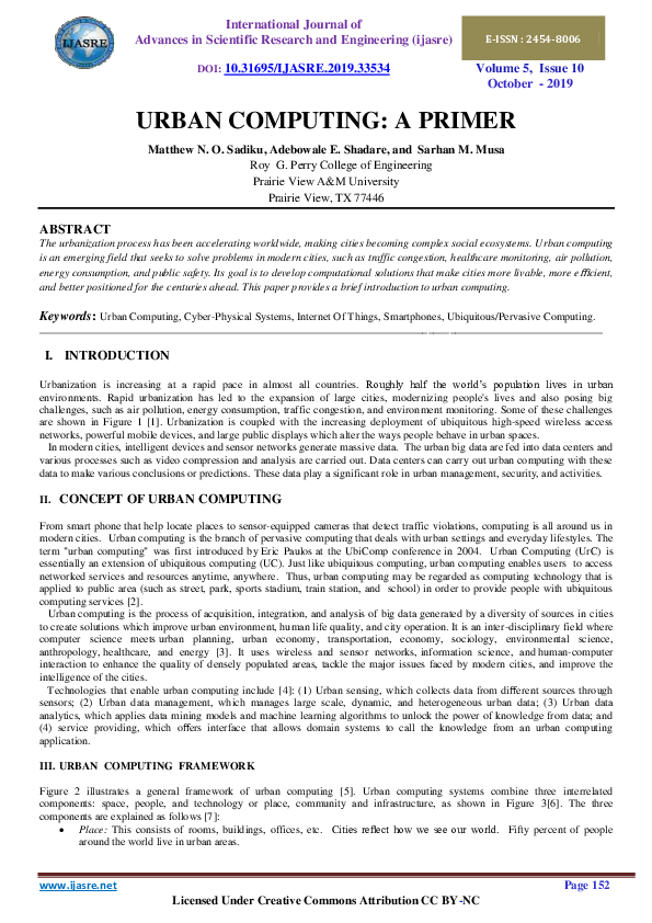 (PDF) URBAN COMPUTING A PRIMER
