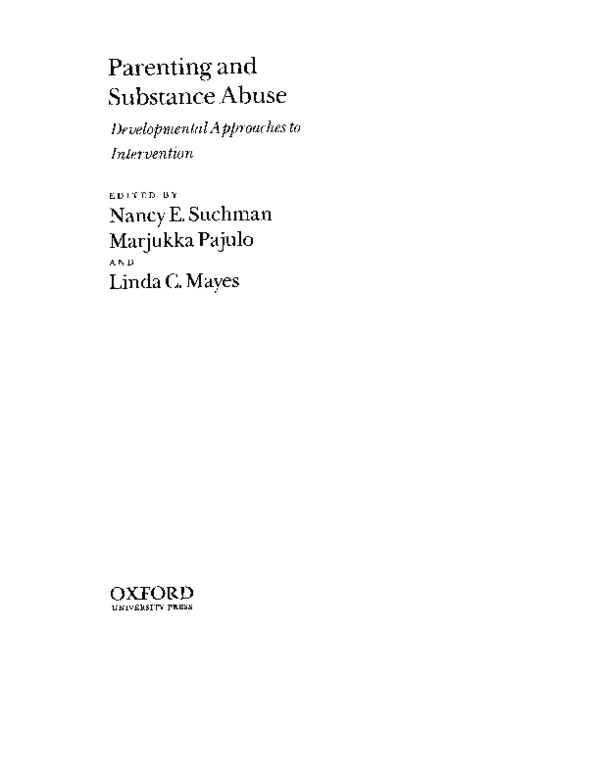 (PDF) Parenting and Substance Abuse Developmental Approaches to ...