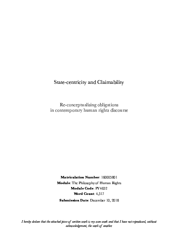 (PDF) State-centricity and Claimability: Re-conceptualising obligations ...