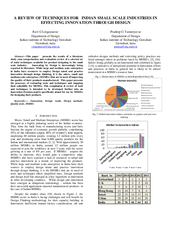 (PDF) A REVIEW OF TECHNIQUES FOR INDIAN SMALL SCALE INDUSTRIES IN EFFECTING INNOVATION THROUGH