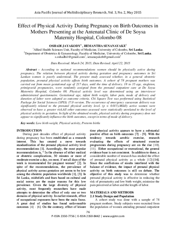 (PDF) Effect of Physical Activity During Pregnancy on Birth Outcomes in ...