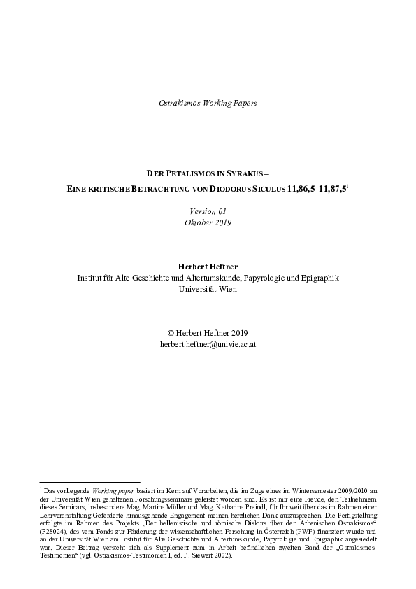 (PDF) Ostrakismos working paper Petalismos Heftner Herbert Heftner