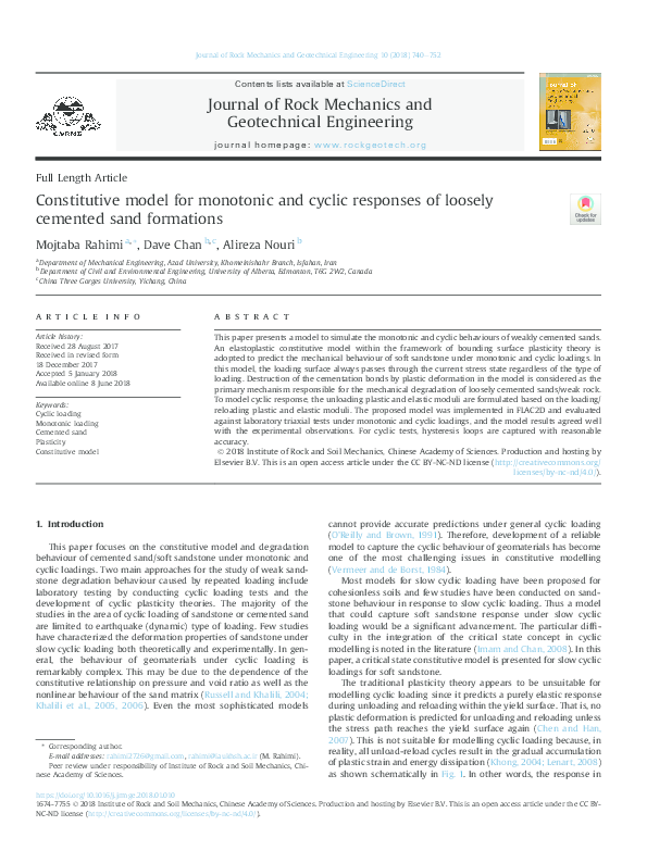 (PDF) Constitutive model for monotonic and cyclic responses of loosely ...