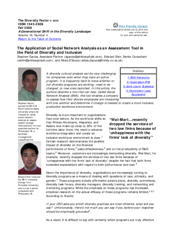 (PDF) The Application of Social Network Analysis as an Assessment Tool ...