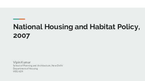 (PDF) National Urban Housing and Habitat Policy, 2007