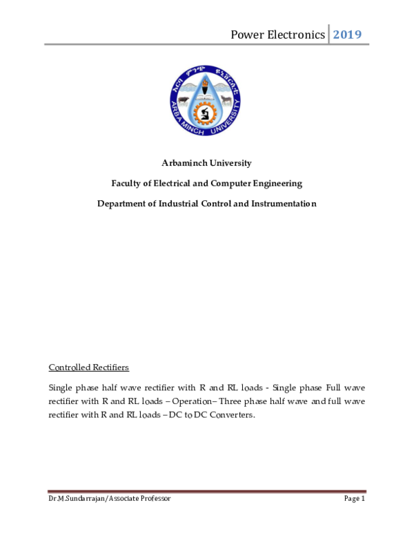 Pdf Controlled Rectifiers