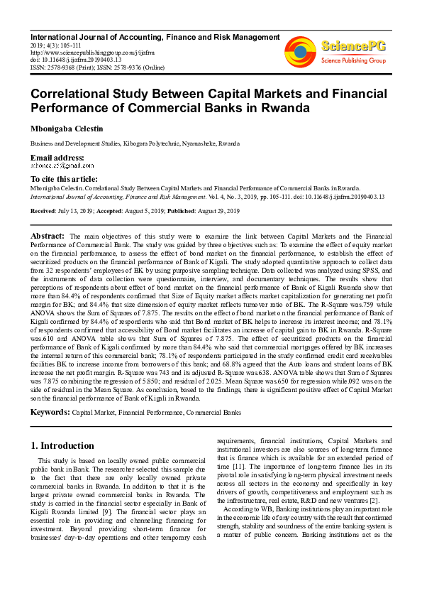 (PDF) Correlational Study Between Capital Markets and Financial ...