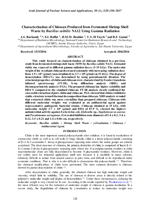 (PDF) Characterization of Chitosan Produced from Fermented Shrimp Shell ...