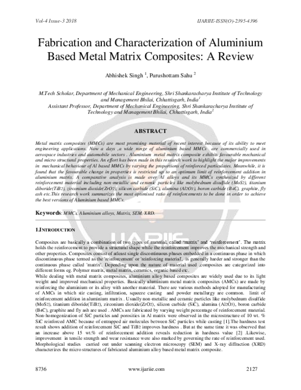 (PDF) Fabrication and Characterization of Aluminium Based Metal Matrix ...