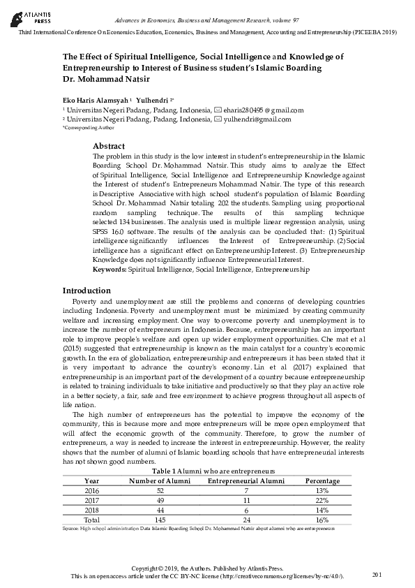 (PDF) The Effect of Spiritual Intelligence, Social Intelligence and ...