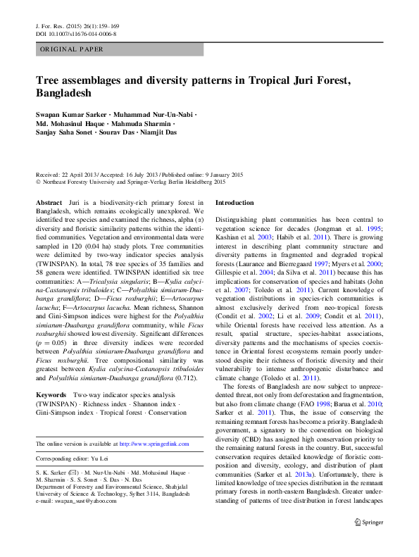 (PDF) Tree assemblages and diversity patterns in Tropical Juri Forest ...
