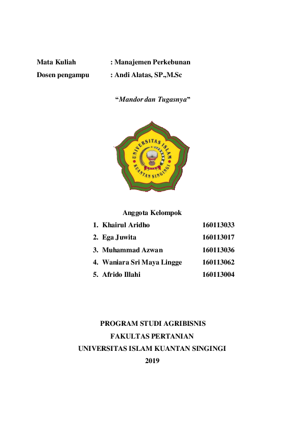 Pdf Makalah Tentang Mandor Dan Tugasnya Khairul Aridho Academia Edu