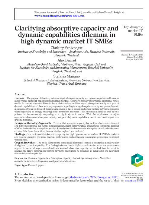 (PDF) Clarifying absorptive capacity and dynamic capabilities dilemma ...
