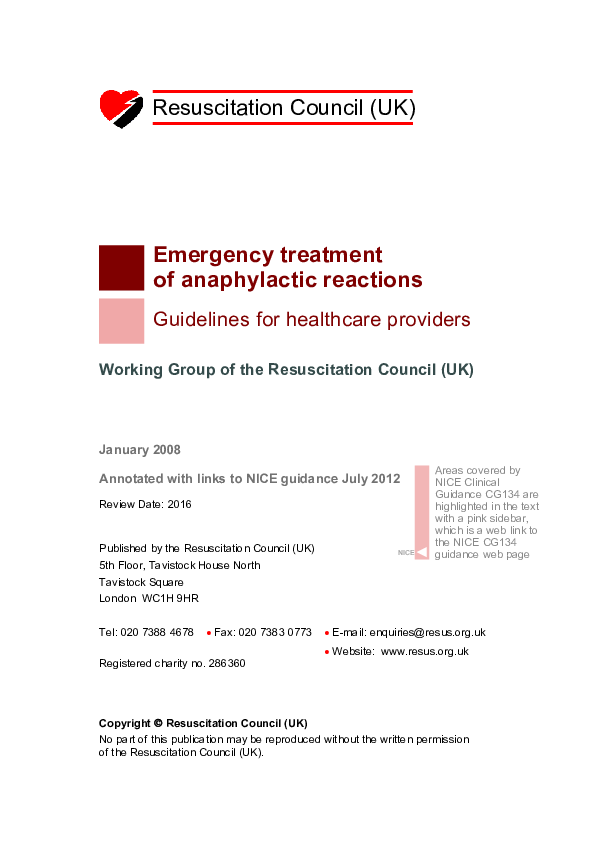 (PDF) Emergency treatment of anaphylactic reactions Guidelines for ...