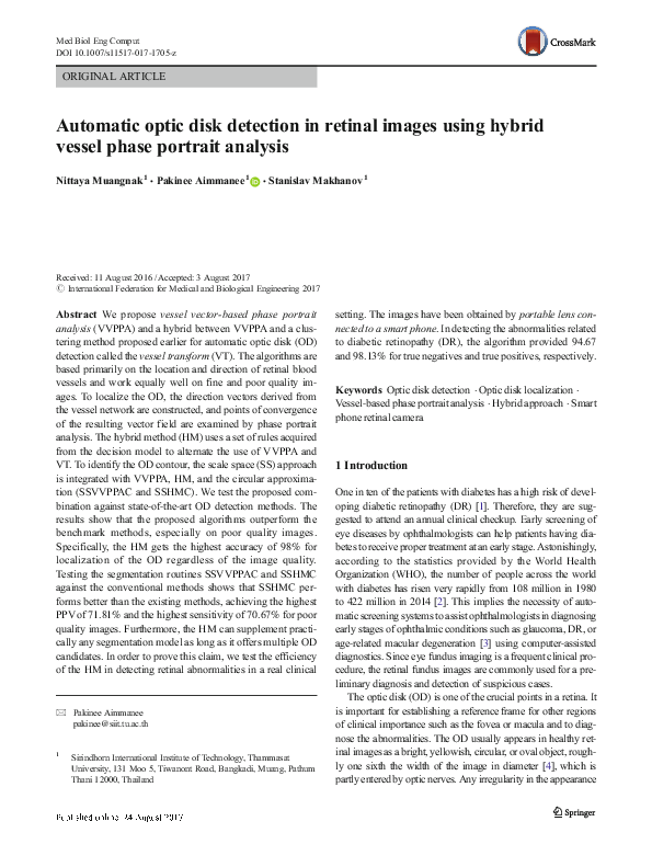 (PDF) Automatic optic disk detection in retinal images using hybrid