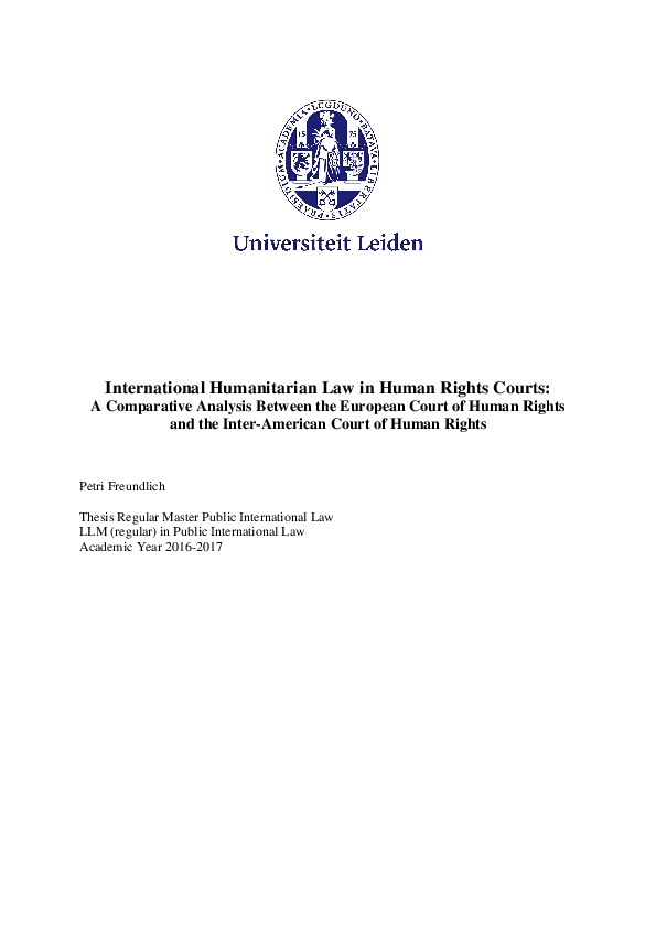 (PDF) International Humanitarian Law in Human Rights Courts: A ...