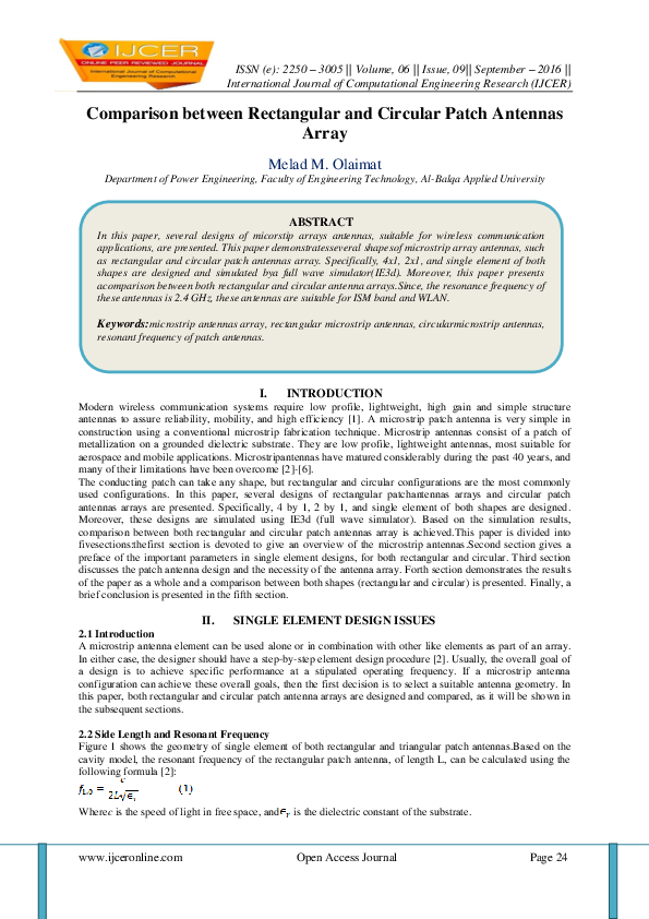 (PDF) Comparison between Rectangular and Circular Patch Antennas Array