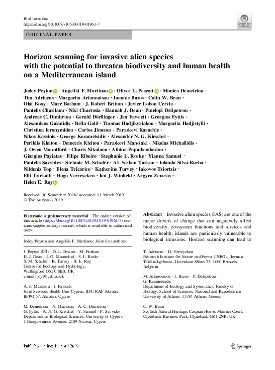 (PDF) Horizon scanning for invasive alien species with the potential to ...