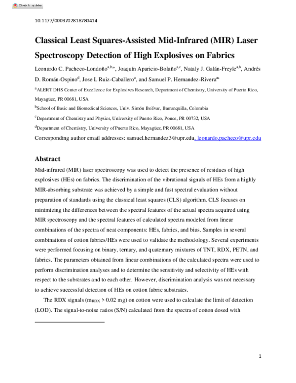 (PDF) Classical Least SquaresAssisted MidInfrared (MIR) Laser