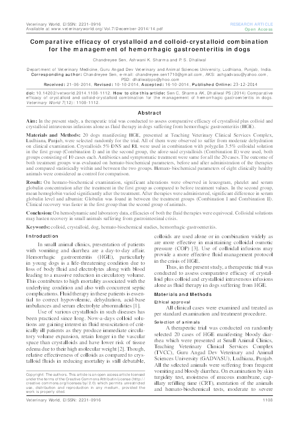 (PDF) Comparative efficacy of crystalloid and colloidcrystalloid