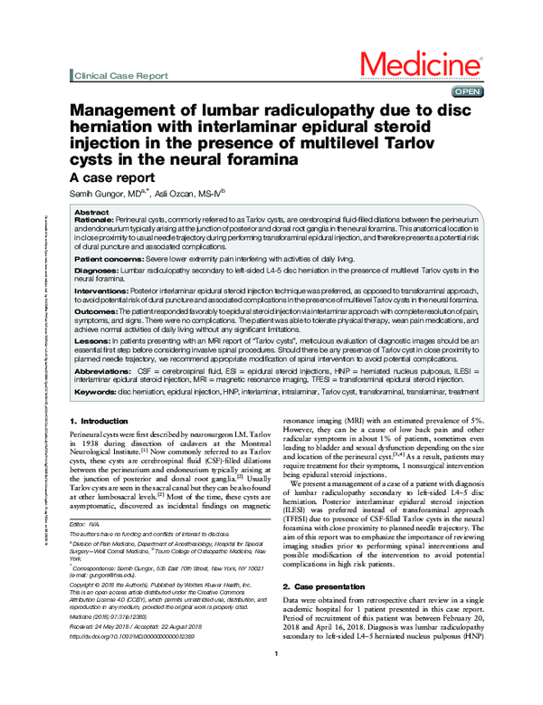 (PDF) Multiple Large Perineural (Tarlov) Cysts in the Sacrum of a ...