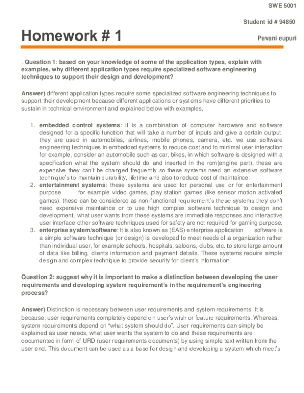 (DOC) Homework 1 . Question 1 based on your knowledge of some of the application types