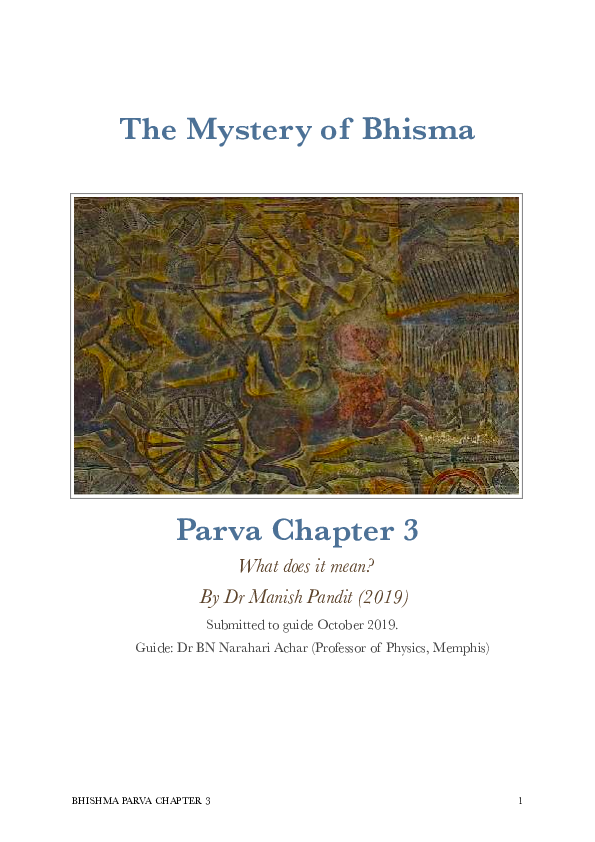 (PDF) The Mystery of Bhisma Parva Chapter 3 What does it mean?