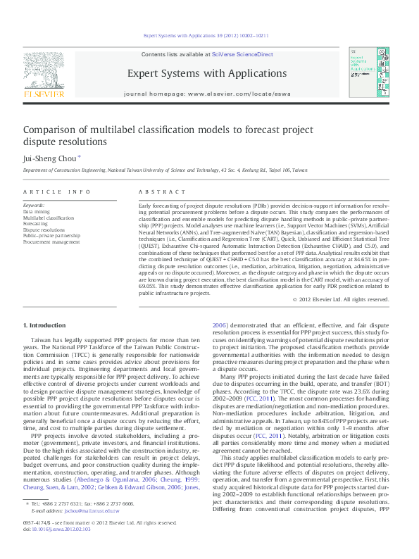 (PDF) Comparison of multilabel classification models to forecast ...