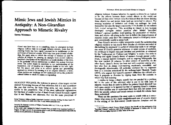 (PDF) Mimic Jews and Jewish Mimics in Antiquity: A Non-Girardian ...