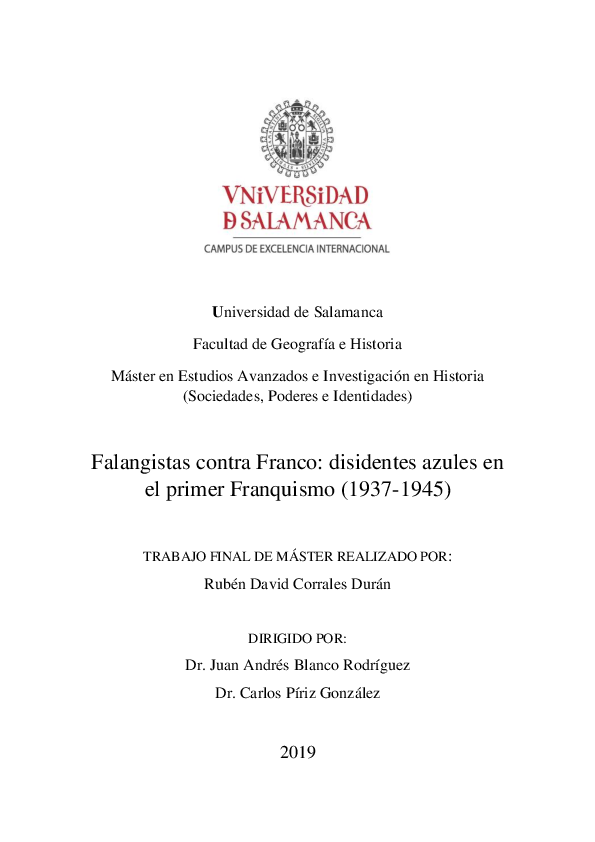 (PDF) Falangistas contra Franco disidentes azules en el primer