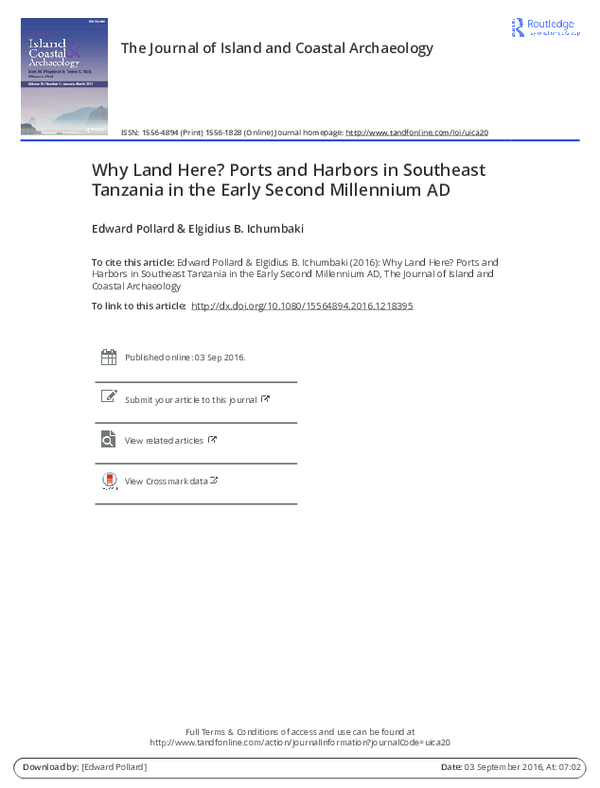 Why Land Here? Ports and Harbors in Southeast Tanzania in the Early Second Millennium AD