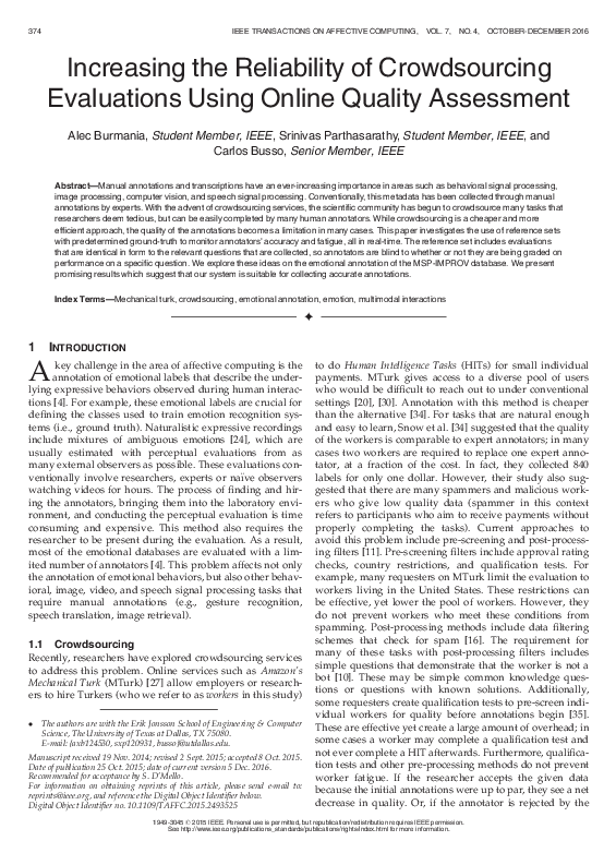 (PDF) Increasing the Reliability of Crowdsourcing Evaluations Using ...