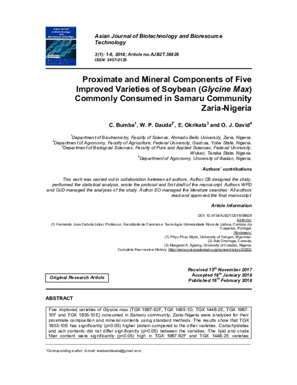 (PDF) Proximate and Mineral Components of Five Improved Varieties of ...
