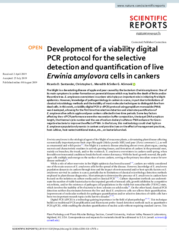 (PDF) Development of a viability digital PCR protocol for the selective ...