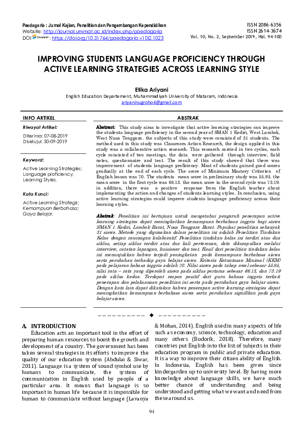 (PDF) IMPROVING STUDENTS LANGUAGE PROFICIENCY THROUGH ACTIVE LEARNING ...