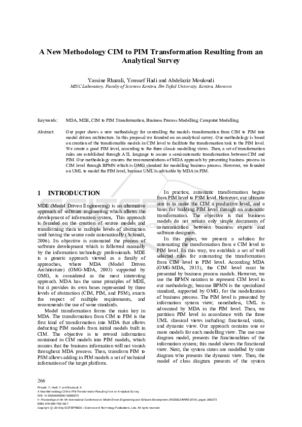 (PDF) A New Methodology CIM to PIM Transformation Resulting from an ...