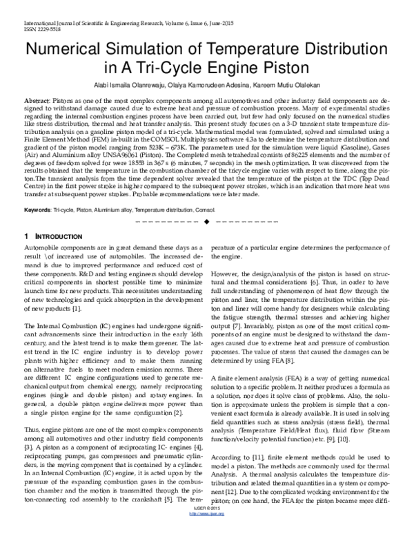 (PDF) Numerical Simulation of Temperature Distribution in A Tri-Cycle ...
