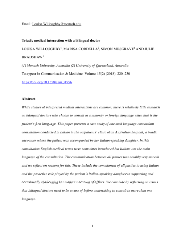 (DOC) Triadic medical interaction with a bilingual doctor