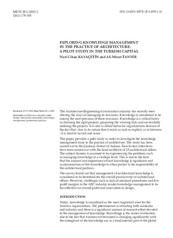 (PDF) Exploring Knowledge Management in the Practice of Architecture: A ...