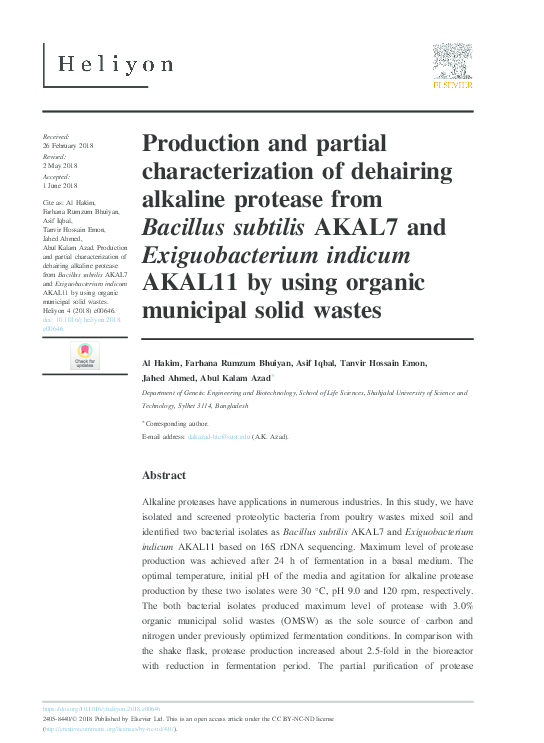 (PDF) Production and partial characterization of dehairing alkaline ...