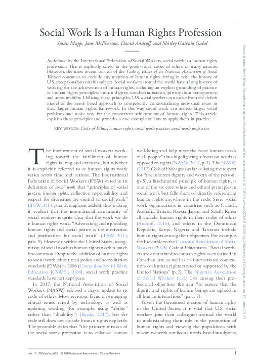 (PDF) Social Work Is a Human Rights Profession Jane McPherson and