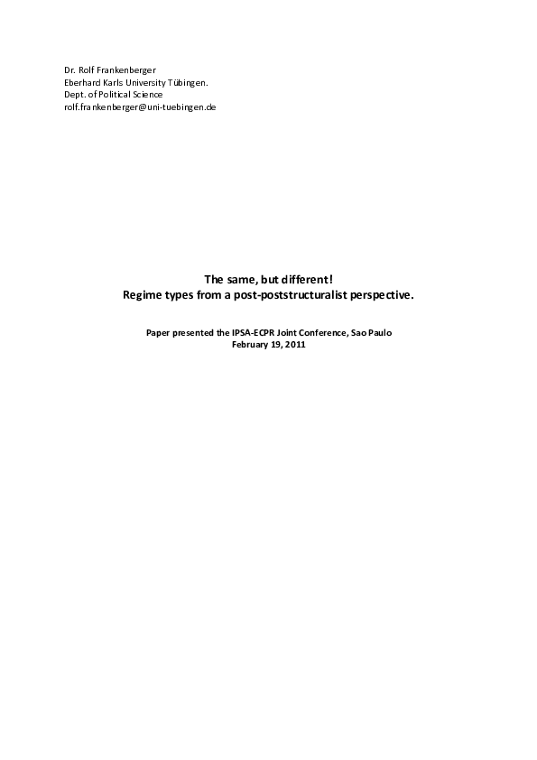 (PDF) The same, but different! Regime types from a post