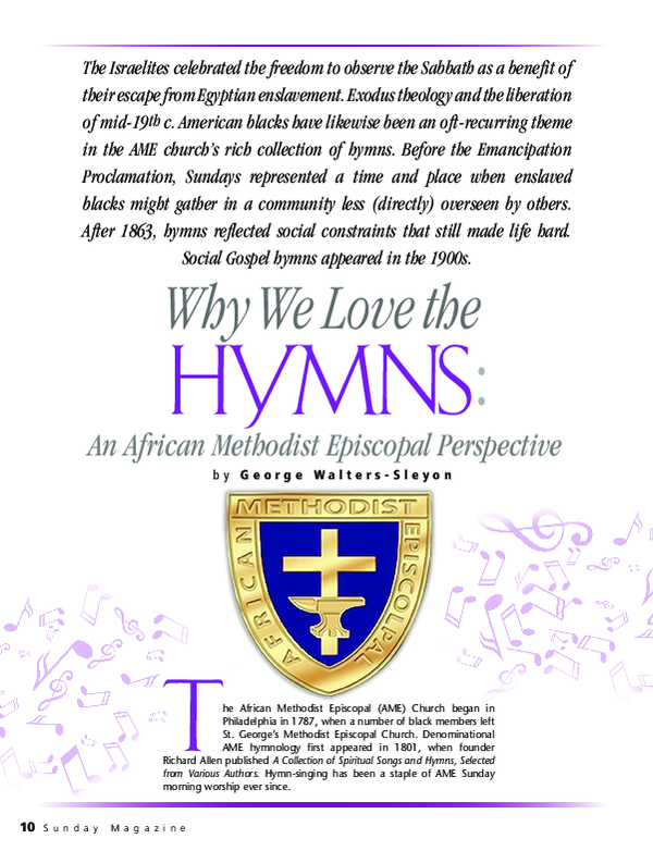 (PDF) Why We Love the Hymns An African Methodist Episcopal Perspective