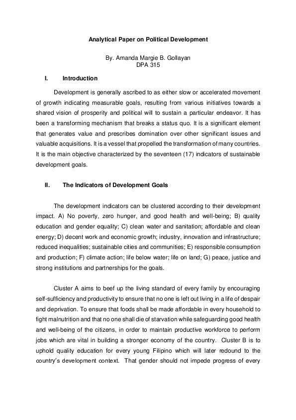 (DOC) Analytical Paper on Political Development in the Philippines