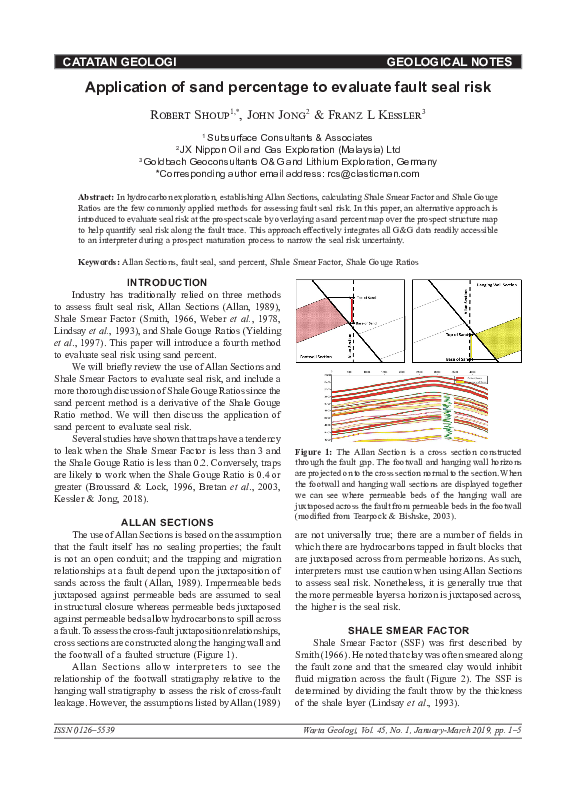 (PDF) Application of sand percentage to evaluate fault seal risk