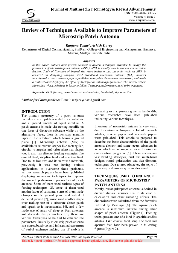 (PDF) Journal of Multimedia Technology & Recent Advancements Review of