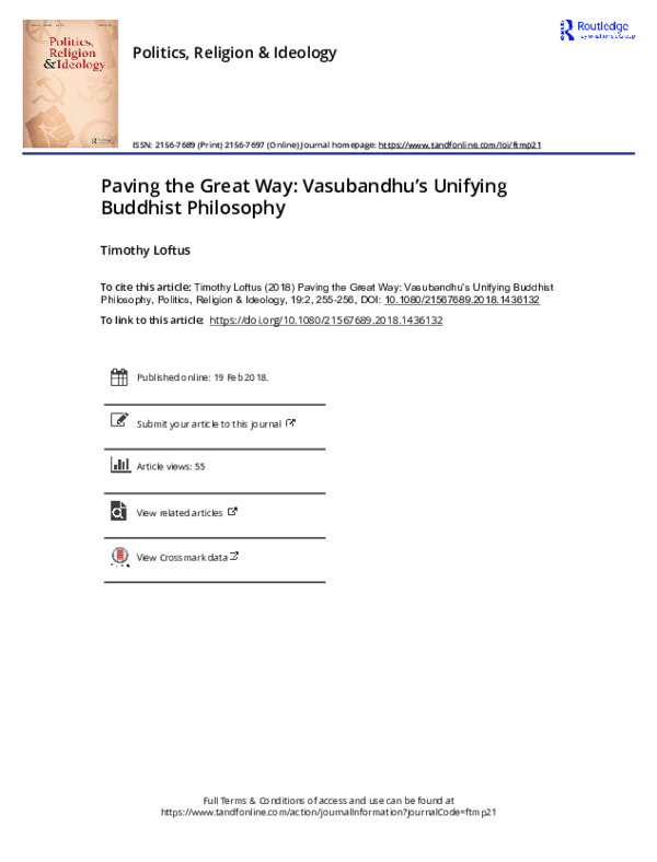 Paving the Great Way: Vasubandhu's Unifying Buddhist Philosophy