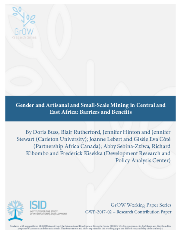 (PDF) Gender and Artisanal and Small-Scale Mining in Central and East ...